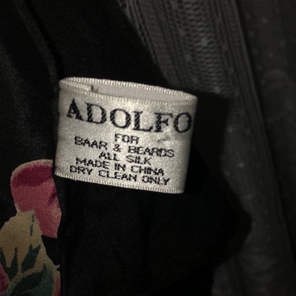 Adolfo "Midnight Black With Bursting Florals" Silk Scarf for Baar & Beards - Picture 4 of 5